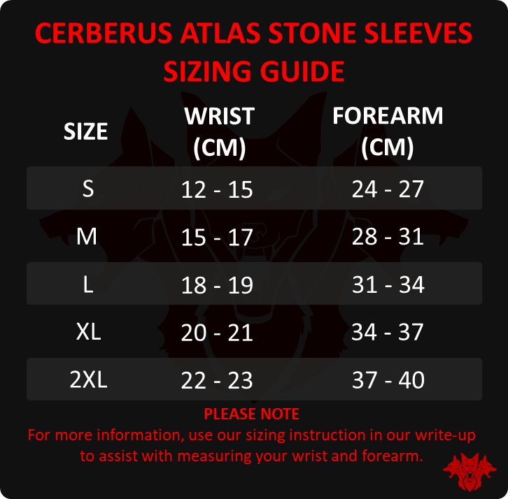 Sizing guide for Atlas Stone Sleeves - Cerberus-strength