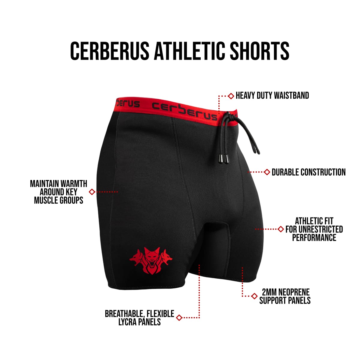 Athletic Shorts (Neoprene/Elastane Panels)